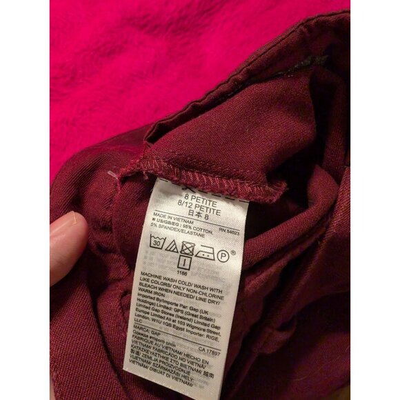 Gap Womens Pants 8P Petite Signature Skinny Ankle Burgundy Stretch Career - Picture 5 of 7